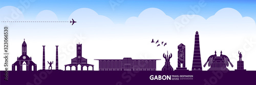 Gabon travel destination grand vector illustration. 