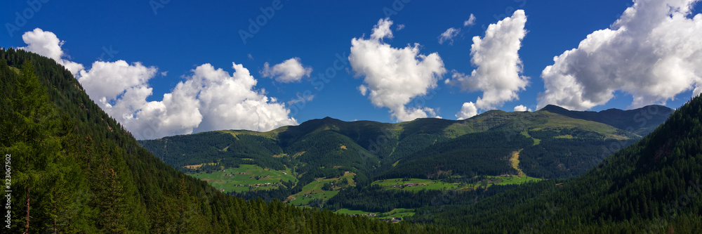 Panoramic view of the Carnic Alps, South Tyrol Italy.