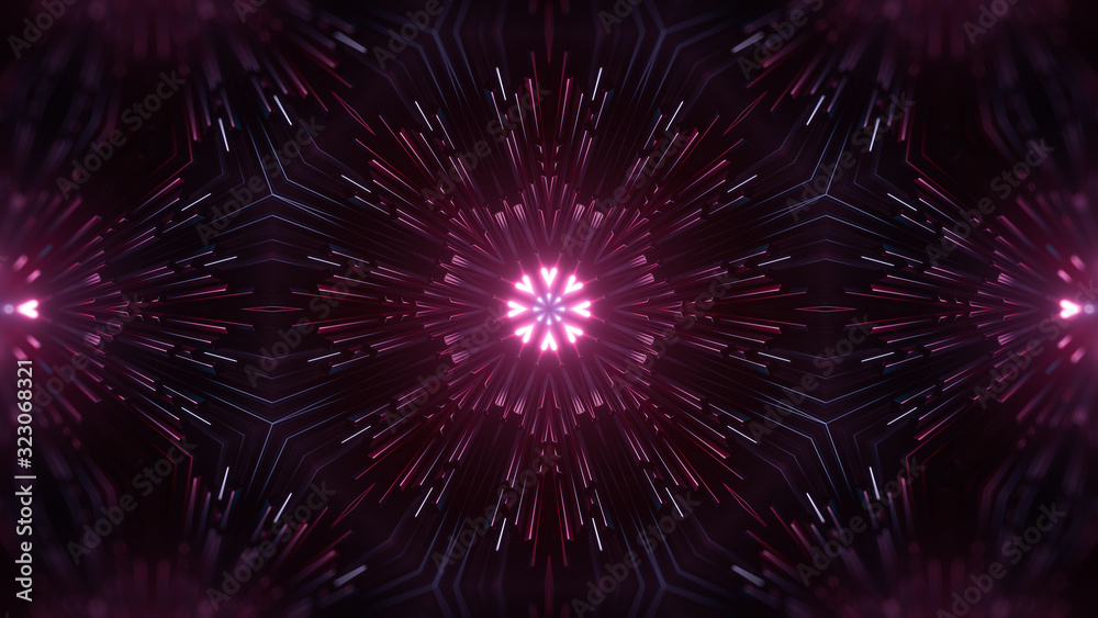 Abstract creative kaleidoscope background. Luminous neon glowing rays. Pattern diversity, beautiful fireworks, colorful explosion, big bang. Modern bright illumination. 3d rendering Abstract creative kaleidoscope background. Luminous neon glowing rays. Pattern diversity, beautiful fireworks, colorful explosion, big bang. Modern bright illumination. 3d rendering