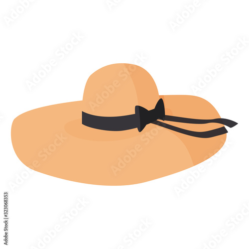 Women wide brim hat. Nice headwear isolated on white background.