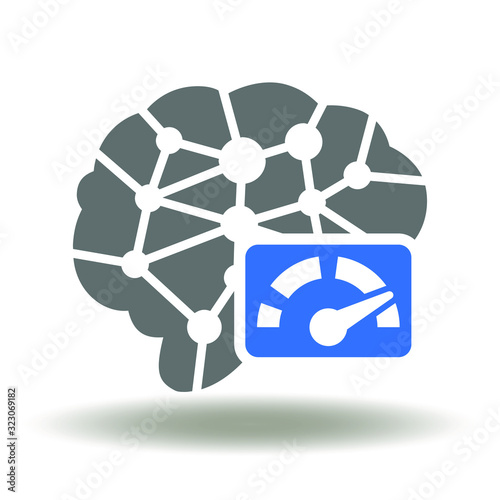 IQ level logo. Brain Indicator Meter Icon Vector. EQ intellect test symbol. Mind detector sign.