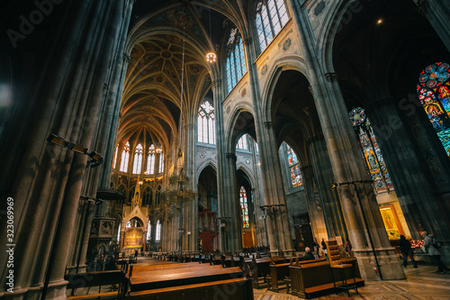 The gothic cathedral of Votivkirche in Vienna. Austria.