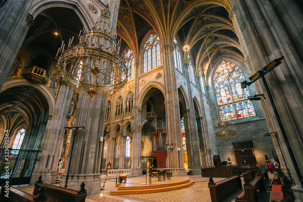 The gothic cathedral of Votivkirche in Vienna. Austria. The gothic cathedral of Votivkirche in Vienna. Austria.
