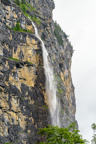 Mountain waterfall near Murren  Switzerland