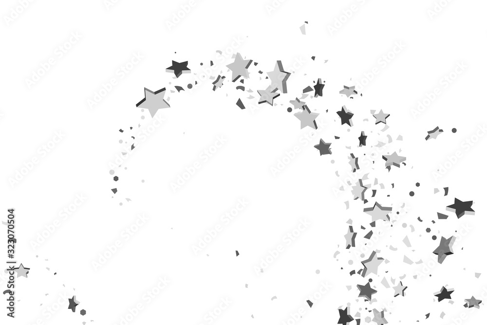 Fototapeta premium Silver volumetric star-confetti