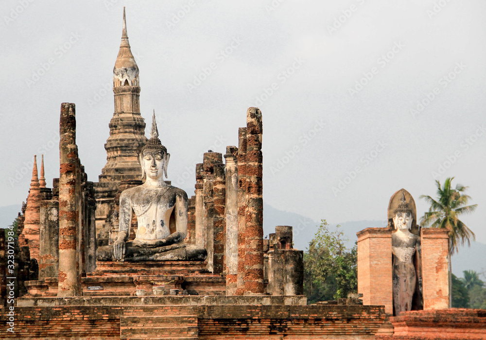 Anient sukothai historical park, Unesco world heritage. Worship - Buddhism heritage, Thailand