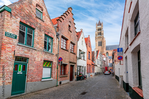 St. Salvator's Cathedral and old town streets, Bruges, Belgium