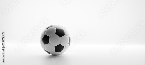 soccer ball light grey white 3d-illustration background