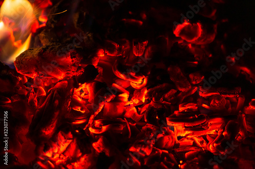 Hot glowing coals