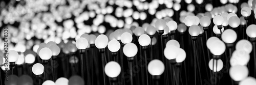 bright modern high-tech lamps glow festively at night