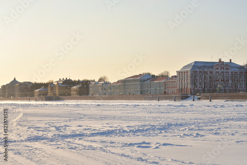 View of University Embankment in Saint Petersburg. © konstan