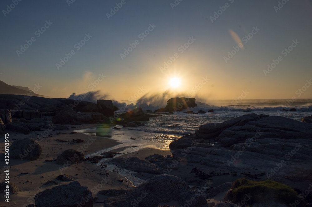 Cape town False Bay landscape at sunset