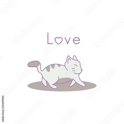 Illustration hand drawn cat walking vector eps 10 © Rizky