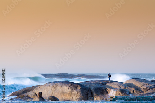 Cape town False Bay landscape at sunset