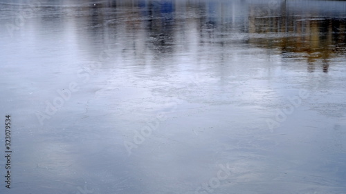  The first ice on the river. Winter background for your design.