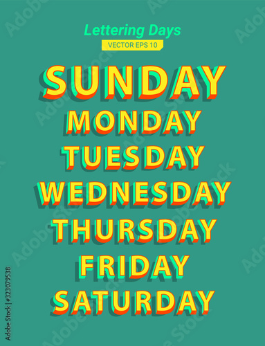 Typography days collection vector eps 10
