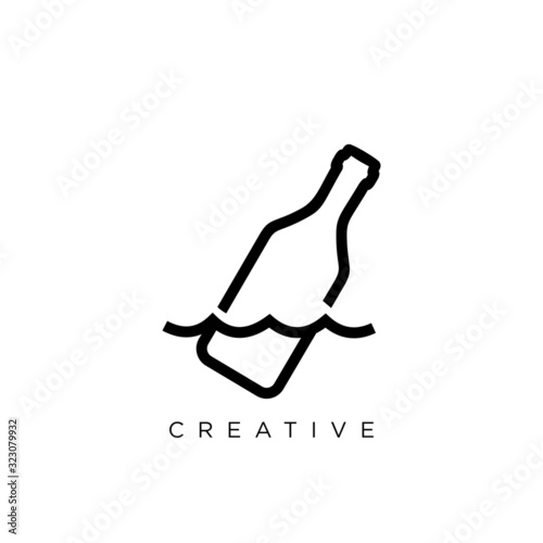 message bottle logo design vector icon