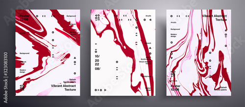 Abstract vector poster, set of modern design fluid art covers. Beautiful background that applicable for design cover, invitation, presentation and etc. Pink, ruby and white creative artwork