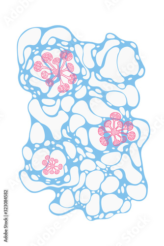 Poster with bacteria biology organisms. Virus infection epidemic sick. Health background. Medical concept genetics bacteriological Microorganism.