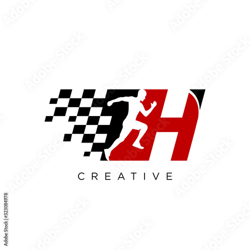 hi run logo design vector icon