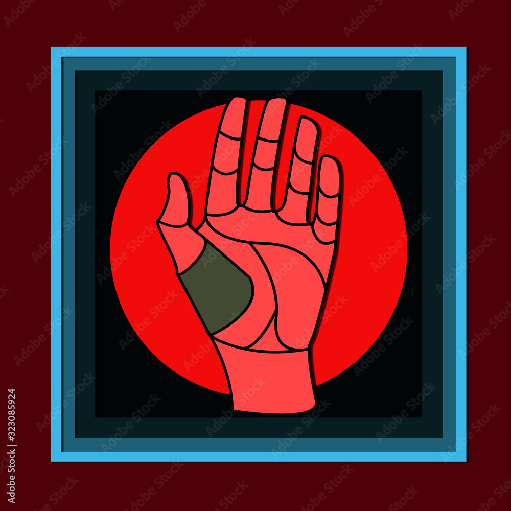 mano con fondo japones ,en un cuadro.marco en fondo rojo, vectores mano con fondo japones ,en un cuadro.marco en fondo rojo, vectores