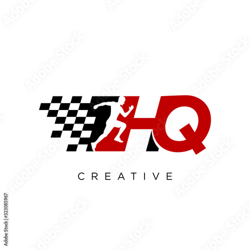 hq run logo design vector icon