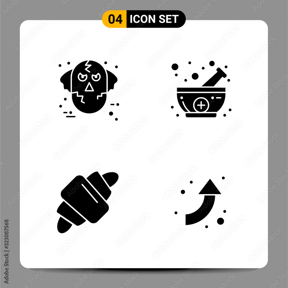 Fototapeta 4 Black Icon Pack Glyph Symbols Signs for Responsive designs on white background. 4 Icons Set.