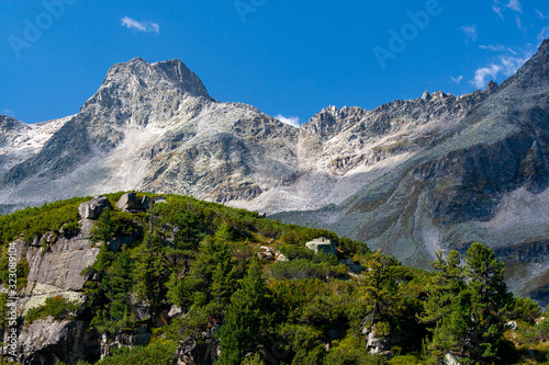 A view of the rocky ridge on a sunny day in the Austrian Alps