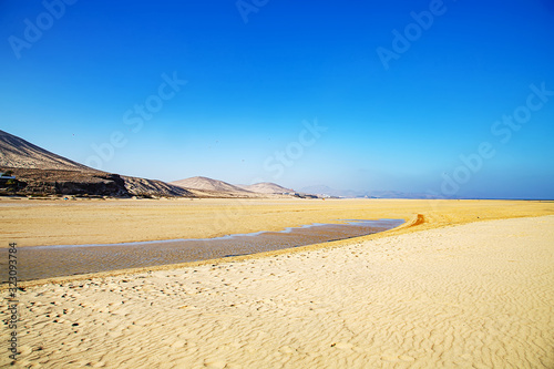 Playa Jandia. Jandia Beach  Fuerteventura. The best beach for windsurfing and kitesurfing in Jandia. Sand dunes  relief. 