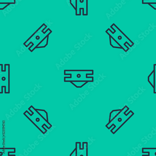 Blue line Baby absorbent diaper icon isolated seamless pattern on green background. Vector Illustration