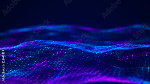 Network connection dots and lines. Technology background. Plexus. Big data background. 3d rendering.