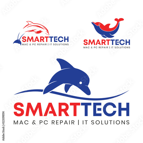 Dolphin, Fish Logo Vector Design Template