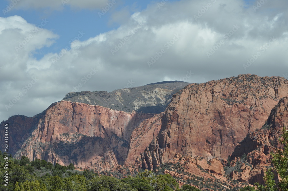 Fototapeta premium Red Rocks and Clouds in Zion National Park