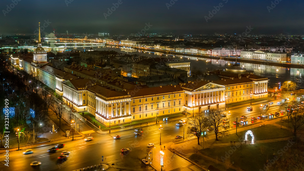Aerial view to Admiralty Building, St Petersburg, Russia