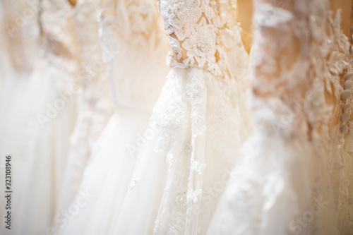 Slika na platnu Wedding dress close up at the wedding salon