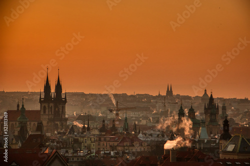 prague silhouette at morning sunrise © Fabiano