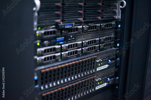 Server room full of racks and servers