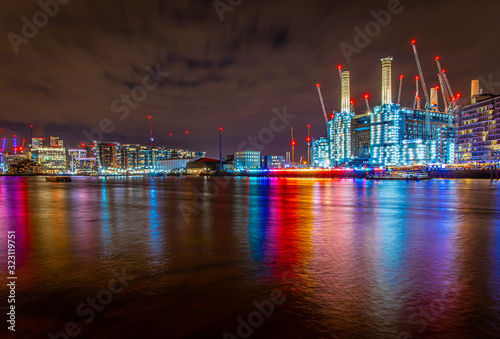 Battersea power station in the night, London photo