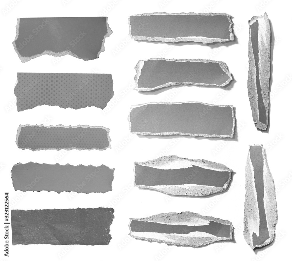 Set of old ripped paper isolated on white background with copy space for text Set of old ripped paper isolated on white background with copy space for text