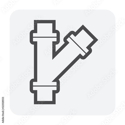 Pipe vector icon. Connection by flange fitting. Part for pipeline construction to transportation water, oil and gas. Also for water supply infrastructure, wastewater treatment, plumbing and irrigation