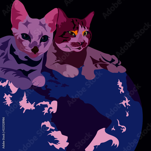 Dos gatos sobre el planeta tierra 