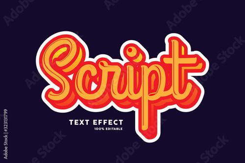Red yellow sticker font effect
