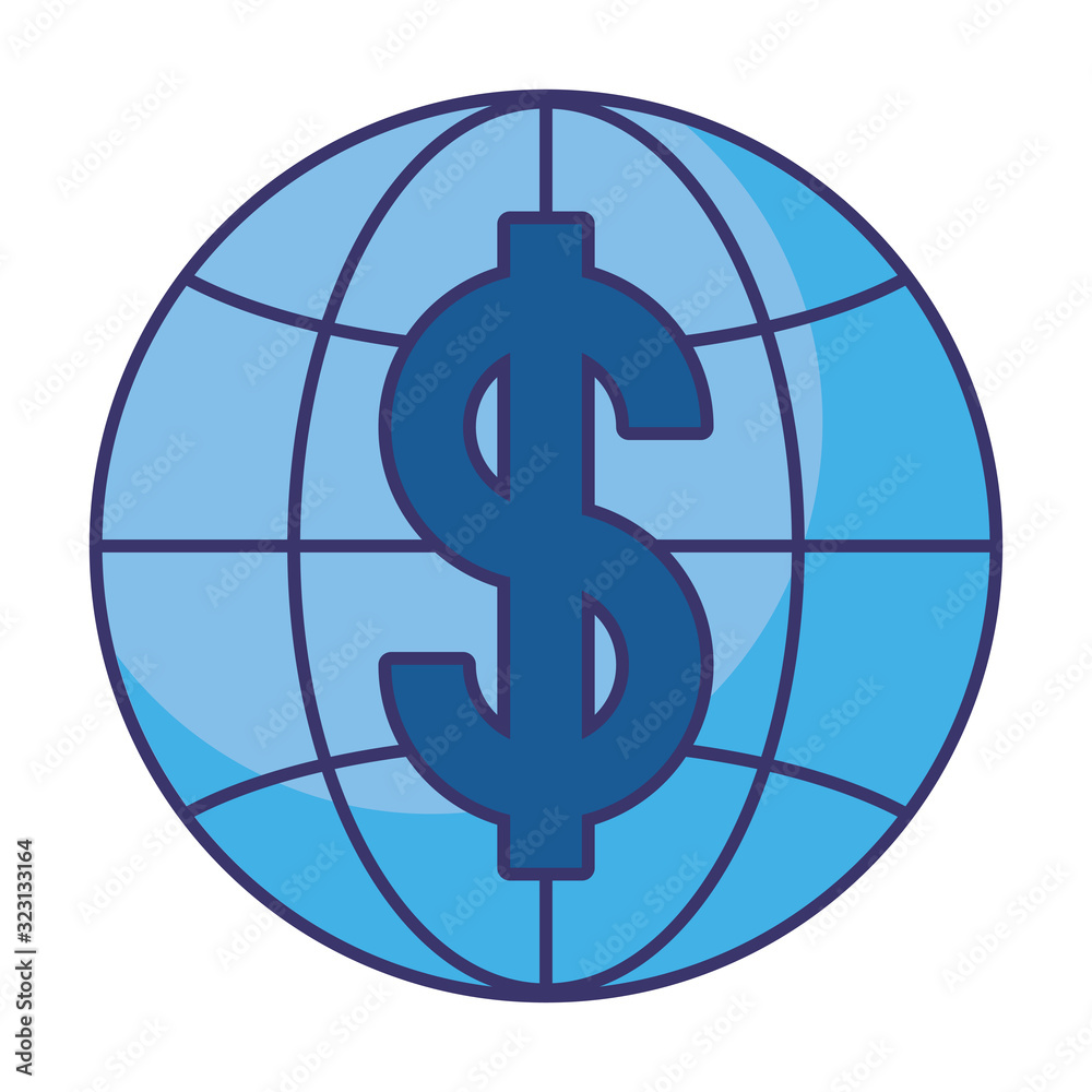 Isolated money dollar global sphere vector design Isolated money dollar global sphere vector design