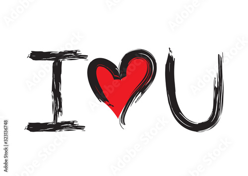 I love you, handwritten abbreviated text with heart shape vector illustration can be use for banner, t-shirt, clothes, postcard, poster, brand, logotype, book cover
