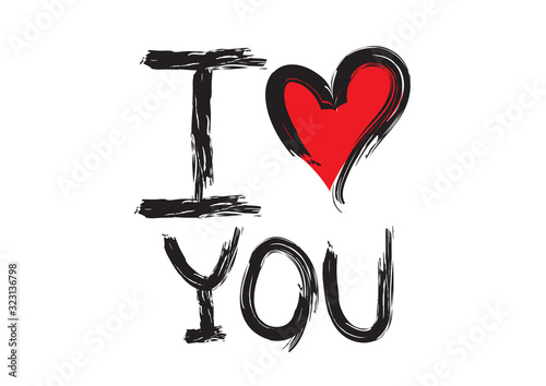 I love you, handwritten abbreviated text with heart shape vector illustration can be use for banner, t-shirt, clothes, postcard, poster, brand, logotype, book cover