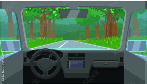 car dashboard view on the road