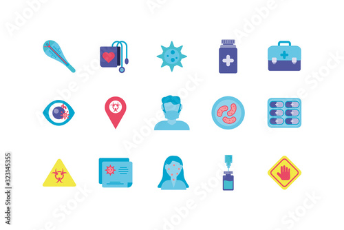 medical and sickness concept of icon set, flat style