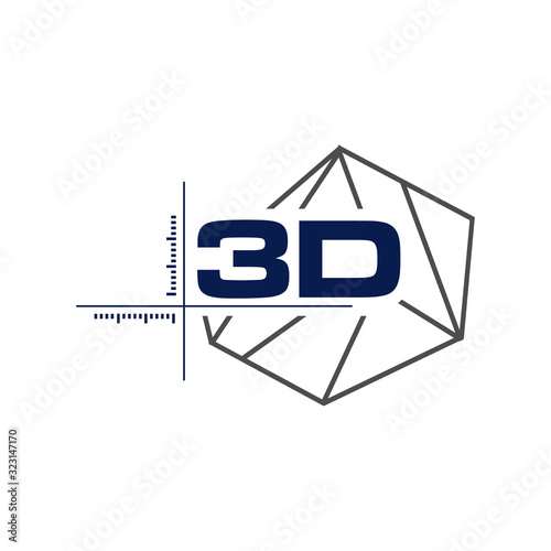 Abstract 3d modeling polygonal wireframe logo vector geometric shape design element