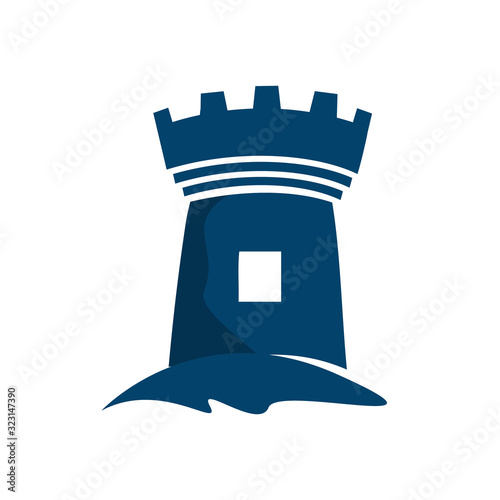 Custom Blue Castle Fortress logo vector design icon template