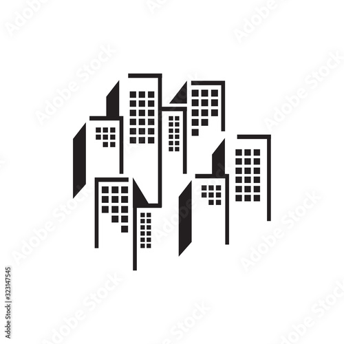 colorful city line drawing logo vector stack building skyline design concept